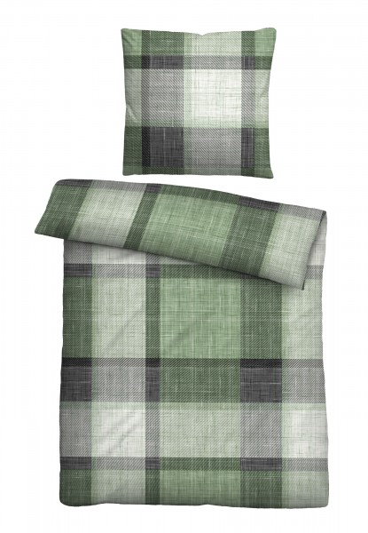 Biberna Feinbiber Bettwäsche kariert fichte