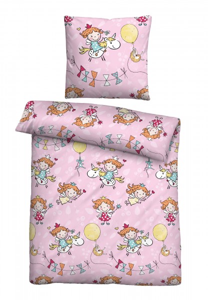 Biberna Feinbiber Bettwäsche Unicorn Baumwolle 135x200cm