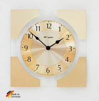 Wanduhr Funkuhr "Shanné", Glas, Küche, Wohnzimmer, Diele/Flur, 26x26x6 cm, in Messing Wanduhr Funkuhr "Shanné", Glas, Küche, Wohnzimmer, Diele/Flur, 26x26x6 cm, in Messing