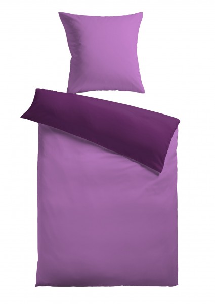 Bettwäsche "Bella" violett mit Reißverschluss Polyester Fleece 135x200cm Wendebettwäsche