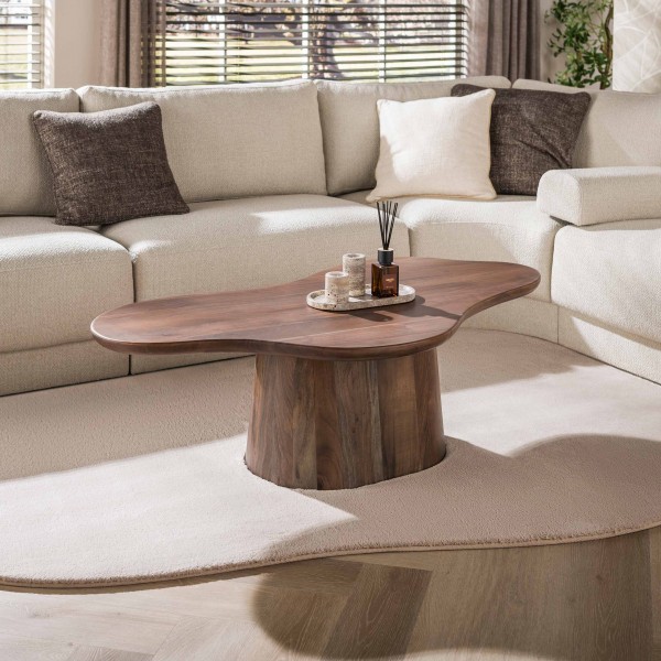 Couchtisch „Marisol Organic 135“ – 135 cm, Massivholz Akazie, Warmbraun