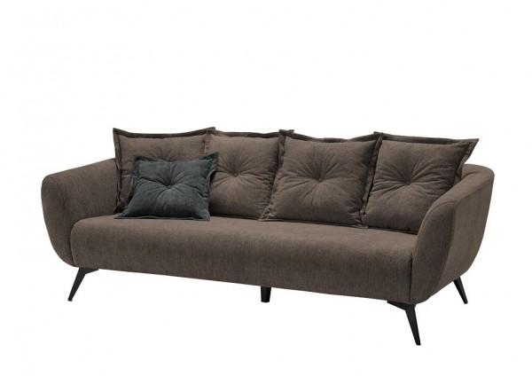 3-Sitzer Sofa "Mary" schwarz braun 236 x 80/94 x 103 cm (B/H/T) 100% Polyester Metallbeine