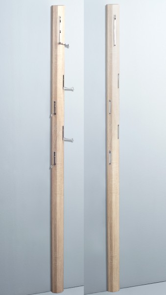 Garderobe "Sissi 1", Sonoma Eiche, Haken Metall verchromt, 8 x 185 x 4 cm