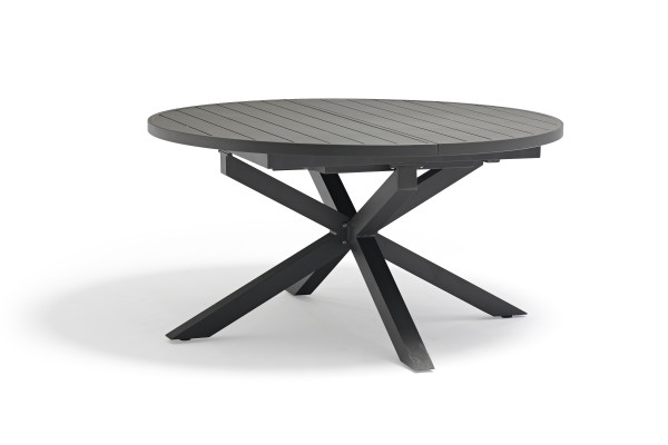Tisch "Livia", anthrazit, Ø 120 / 170 x 1120 x 75 cm, ausziehbar, Balkontisch, Gartentisch, Esstisch