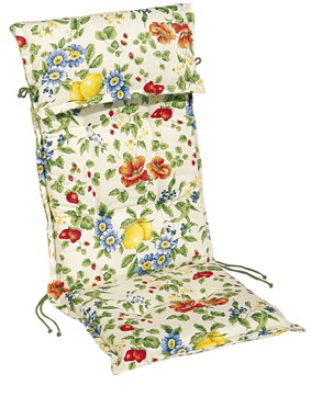 Stehsaumauflage Sesselauflage "Florence" für Hochlehner 8cm mit Kopfpolster, 120x50x8 cm