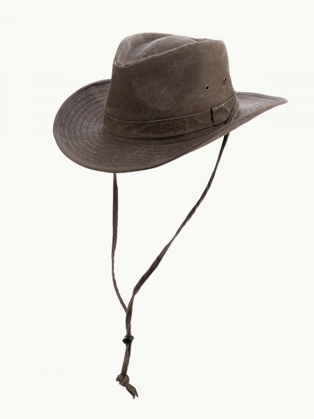 SCIPPIS Outdoorhut „Jackson“ – Western-Style Abenteuerhut mit Lederkinnband & UV-Schutz, brown