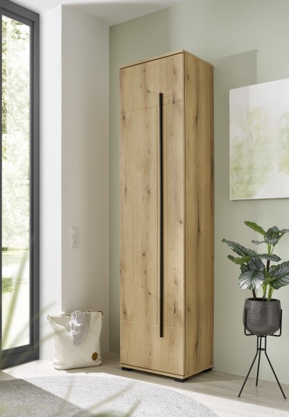 Garderobenschrank „Avelina“ – 1 Tür, variable Einlegeböden, Eiche Evoke & Anthrazit