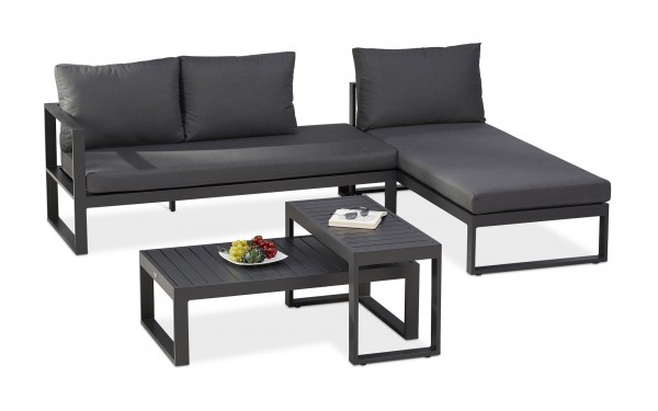Lounge Gruppe "Murcia" 4-tlg. anthrazit Aluminium Tisch Polster Gartensitzgruppe Sitzgruppe