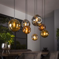 Hängelampe "Valeria", 4+3L, aus Glas und Metall, modern, Wohnzimmer, Esszimmer Hängelampe "Valeria", 4+3L, aus Glas und Metall, modern, Wohnzimmer, Esszimmer