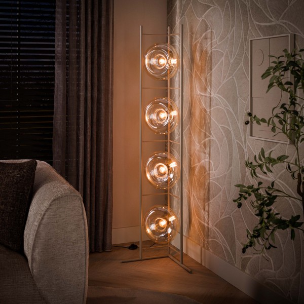Stehleuchte „Solira“ – 4-flammig, Glaskugeln, Beige 