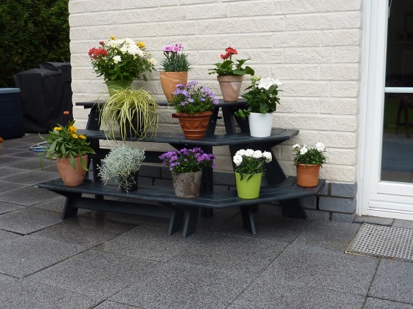 Blumentreppe "Valentina", anthrazit, 137 x 59 x 62 cm, Blumendekoration, Blumendeko, Garten