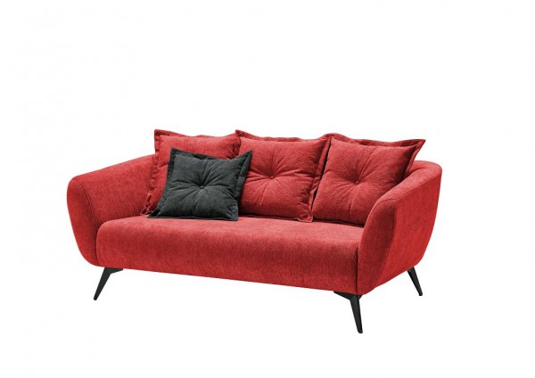 2,5-Sitzer Sofa "Mary" schwarz rot 196 x 80/94 x 103 cm (B/H/T) 100% Polyester Metallbeine