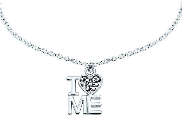 Halskette mit Anhänger I love Me und Strass