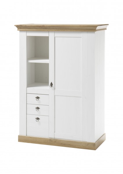 Stauraumelement "Côte d’Azur", Pinie weiß/Wotan Eiche NB, 102 x 139 x 44 cm, Schrank, Wohnzimmer
