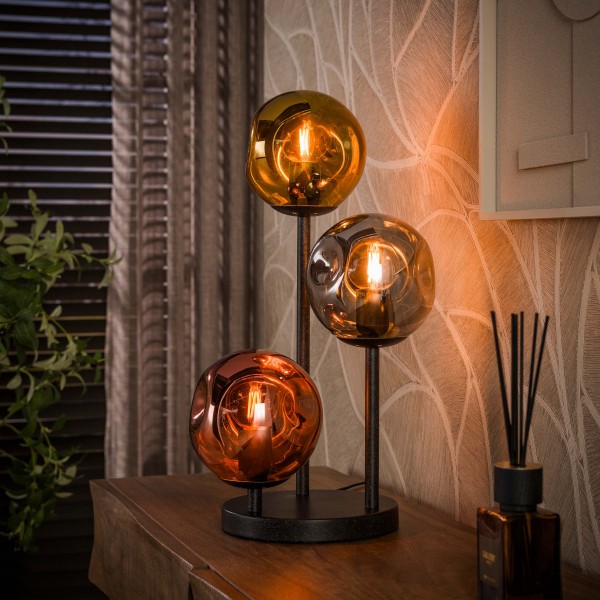 Tischleuchte „Valeria 3L“ – 3-flammig, Artic Black & Sienna Braun