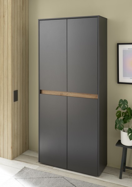 Schuhschrank Boston Wotan Eiche Holzdekor Anthrazit 85x195x35cm
