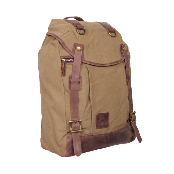 SCIPPIS Coogee Backpack – Robuster Canvas-Rucksack in Khaki mit Nubukleder-Akzenten