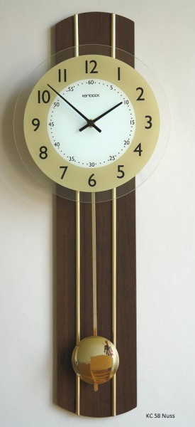 Wanduhr "Fritz" mit Quarzpendelwerk, bedrucktes Glas, 23 x 60 cm, nuss