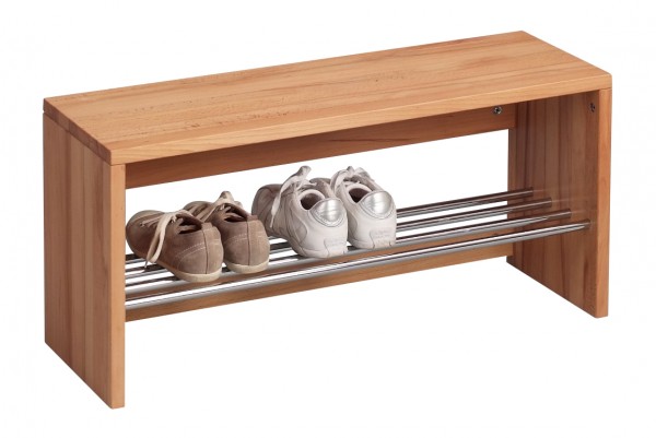 Garderobenbank "Nane", massive Kernbuche, 1 Ablage, Sitzbank, 81x40x30cm