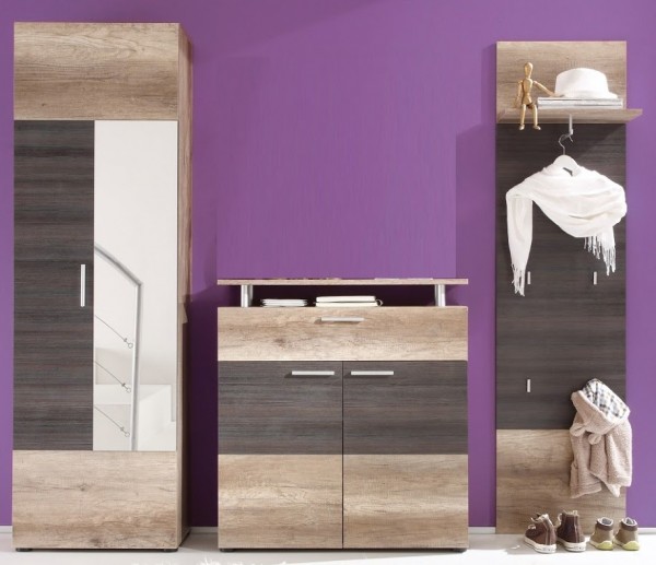 Garderobenkombination "Gundula 3", Canyon Monument Oak NB/Touchwood NB, 230 x 191 x 37 cm