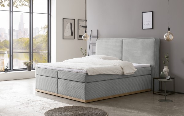 Boxspringbett "Sherwood" 180 x 200 cm Liegefläche hellgrau Cord Webvelours