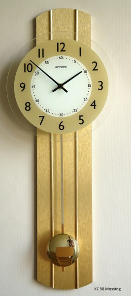 Wanduhr "Marie" mit Quarzpendelwerk, bedrucktes Glas, 23 x 60 cm, messing