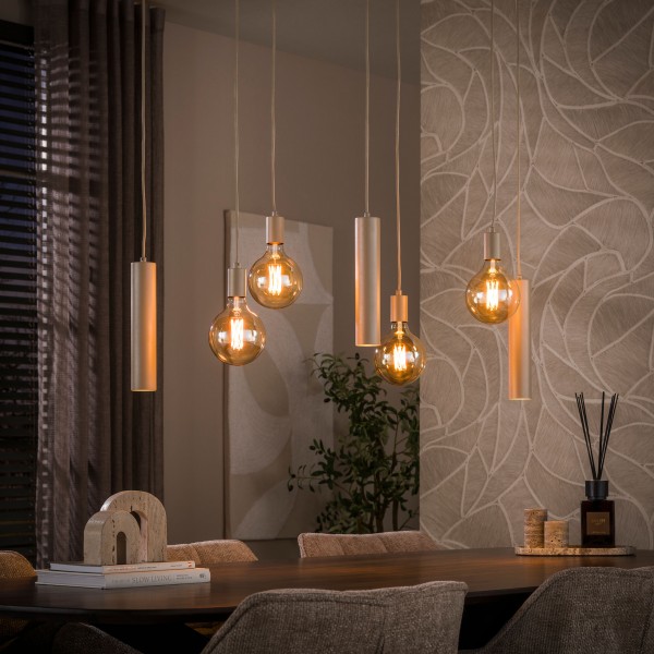 Pendelleuchte „Saliko 7L“ – 7-flammig, Beige & Sienna Braun