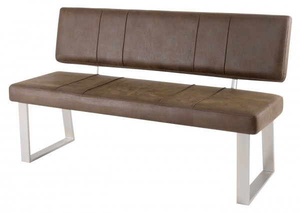 Sitzbank "Mia III" Vintage dunkel Microfaser 140x45x88cm Esszimmerbank Polsterbank