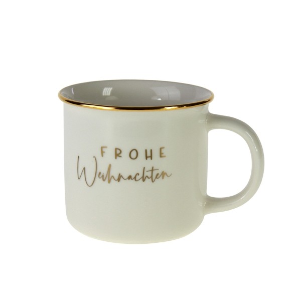 Becher 2er Set "Frohe Weihnachten" New Bone 350 ml bedruckte Tasse Winterdeko Kaffeetasse