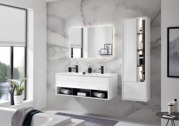 Badezimmer-Set „Studio“, Schrank, Waschtisch mit Waschbecken