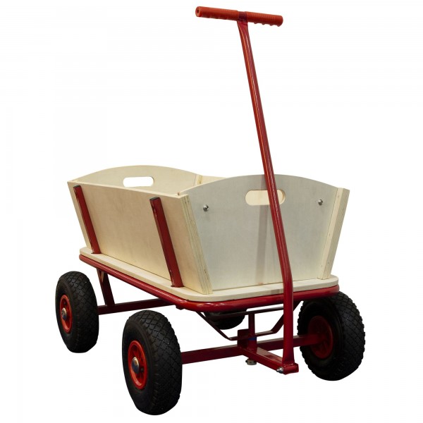 Bollerwagen "Josha" mit Luftreifen in rot aus Holz 94,5x61x97cm