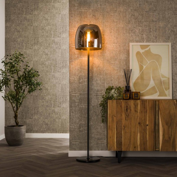 Stehlampe "Drift Glass" 1L, Smoke grey glass, Metall, Leuchte, Wohnzimmer, Esszimmer