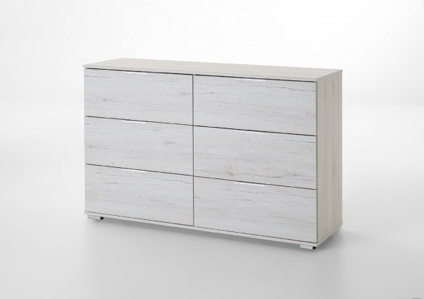 Schubkastenkommode "Olga 3" Weißeiche NB (6xSchubkästen) 130x83x41cm Board